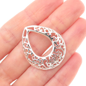 925 Sterling Silver Vintage Ornate Teardrop Slide Charm Pendant