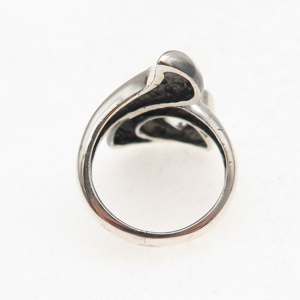 925 Sterling Silver Vintage Round-Cut C Z Modernist Oxidized Ring Size 7