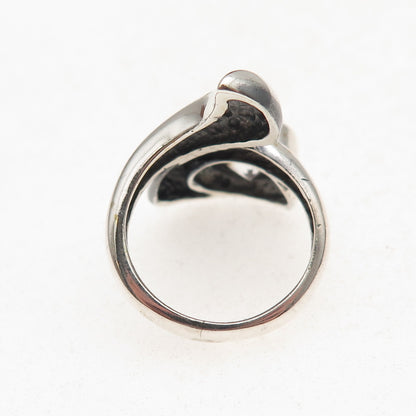 925 Sterling Silver Vintage Round-Cut C Z Modernist Oxidized Ring Size 7