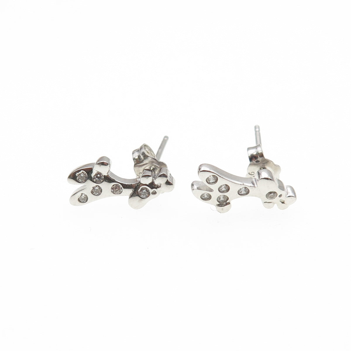 925 Sterling Silver Round-Cut C Z Giraffe Stud Earrings