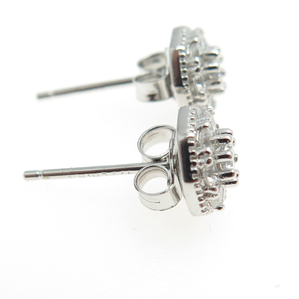 925 Sterling Silver Round-Cut C Z Stud Earrings