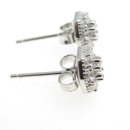 925 Sterling Silver Round-Cut C Z Stud Earrings