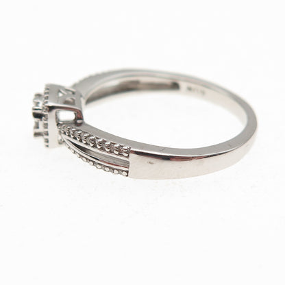 Sun 925 Sterling Silver Real Round-Cut Diamond Engagement Ring Size 7