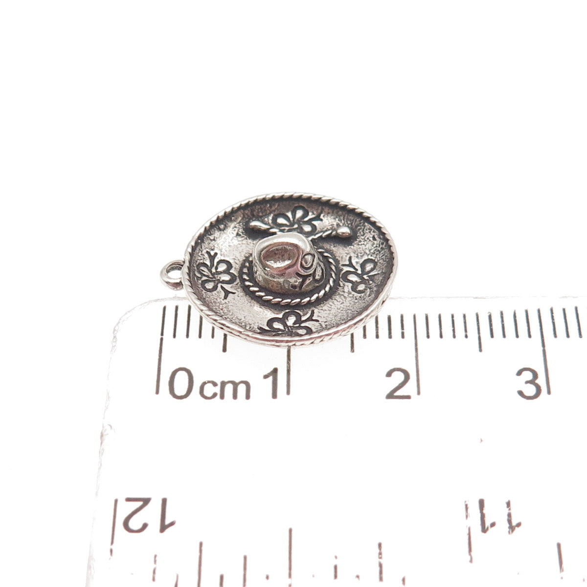 SUNWEST 925 Sterling Silver Vintage Cowboy Hat Oxidized 3D Mini Charm Pendant