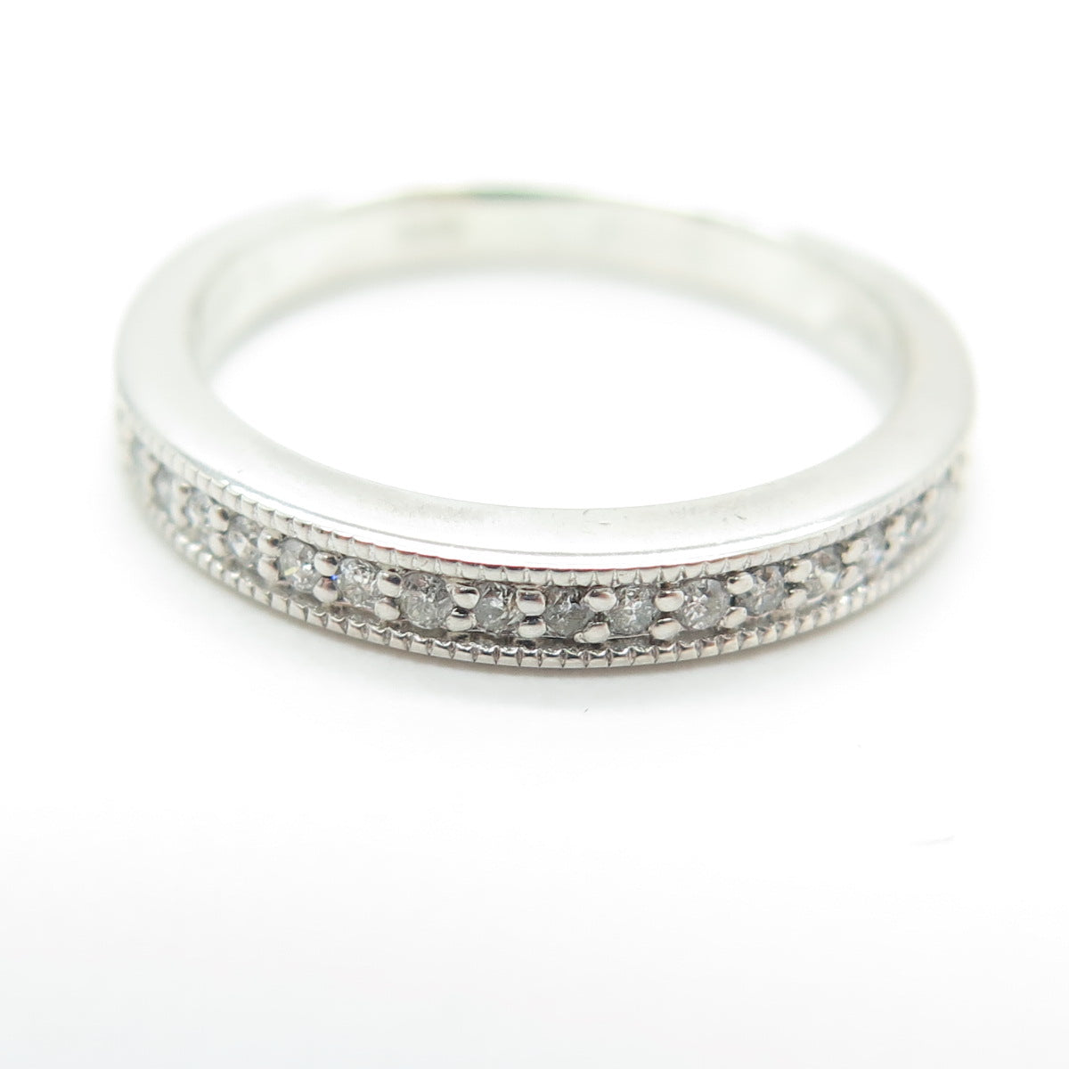 SK9 Allure Gems Platinaire Sterling Silver Diamond Half Eternity Ring Size 6.25