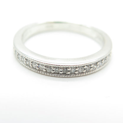 SK9 Allure Gems Platinaire Sterling Silver Diamond Half Eternity Ring Size 6.25
