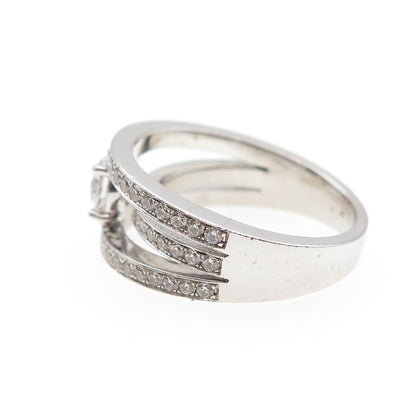 925 Sterling Silver Round-Cut C Z Multi-Row Engagement Ring Size 6.25