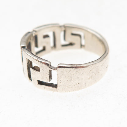 925 Sterling Silver Vintage Greek Key Oxidized Ring Size 6
