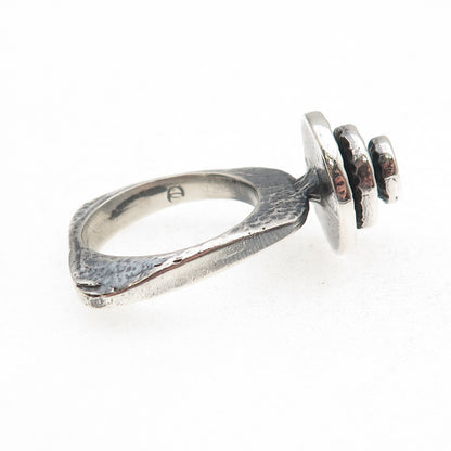 925 Sterling Silver Vintage Modernist Oxidized Ring Size 6.75