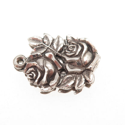 925 Sterling Silver Antique Art Deco St. Mary Holy Rose Slide Charm Pendant