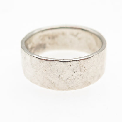 925 Sterling Silver Vintage Cross Hammered Oxidized Band Ring Size 6.5