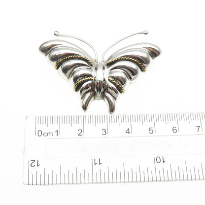 LATON 925 Sterling Silver 2-Tone Vintage Mexico Butterfly Pin Brooch