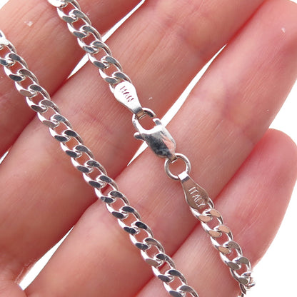 Han 925 Sterling Silver Italy Curb Chain Necklace 16"