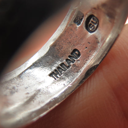 925 Sterling Silver Vintage Modernist Zig Zag Oxidized Band Ring Size 7.25
