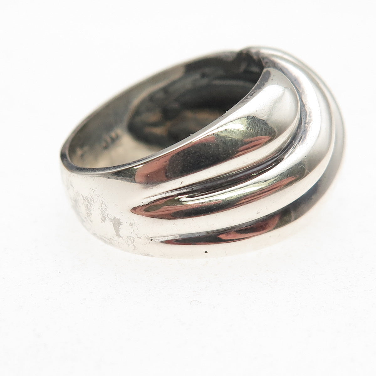 Joseph Masaniello 925 Sterling Silver Vintage Modernist Oxidized Ring Size 7.75