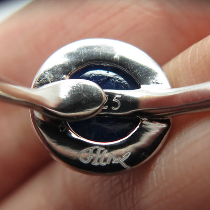 FELIX2 925 Sterling Silver Real Round-Cut Sapphire & C Z Ring Size 8