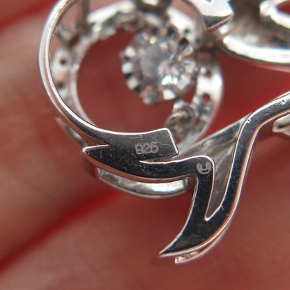 925 Sterling Silver Round-Cut C Z Ariel Mermaid Charm Slide Pendant