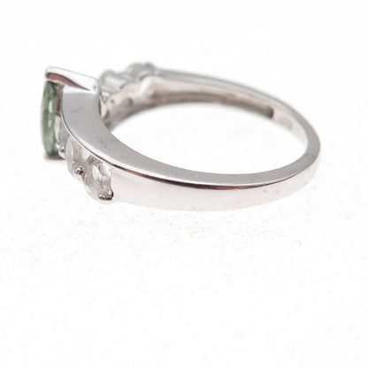 Chuck Clemency 925 Sterling Silver Real Iolite & White Topaz Ring Size 8