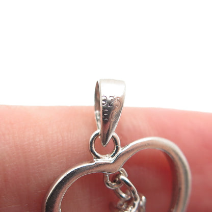 925 Sterling Silver Pear-Cut C Z Heart Minimalist Charm Pendant