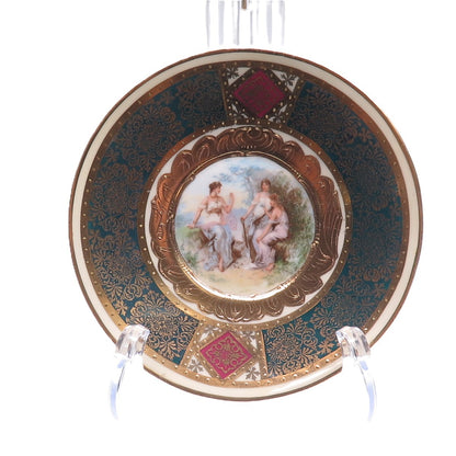 ROYAL VIENNA Antique Austria Garden Scene Hand Painted Porcelain Cabinet Plate