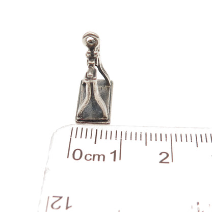 925 Sterling Silver Vintage Liberty Bell Oxidized 3D Mini Charm Pendant
