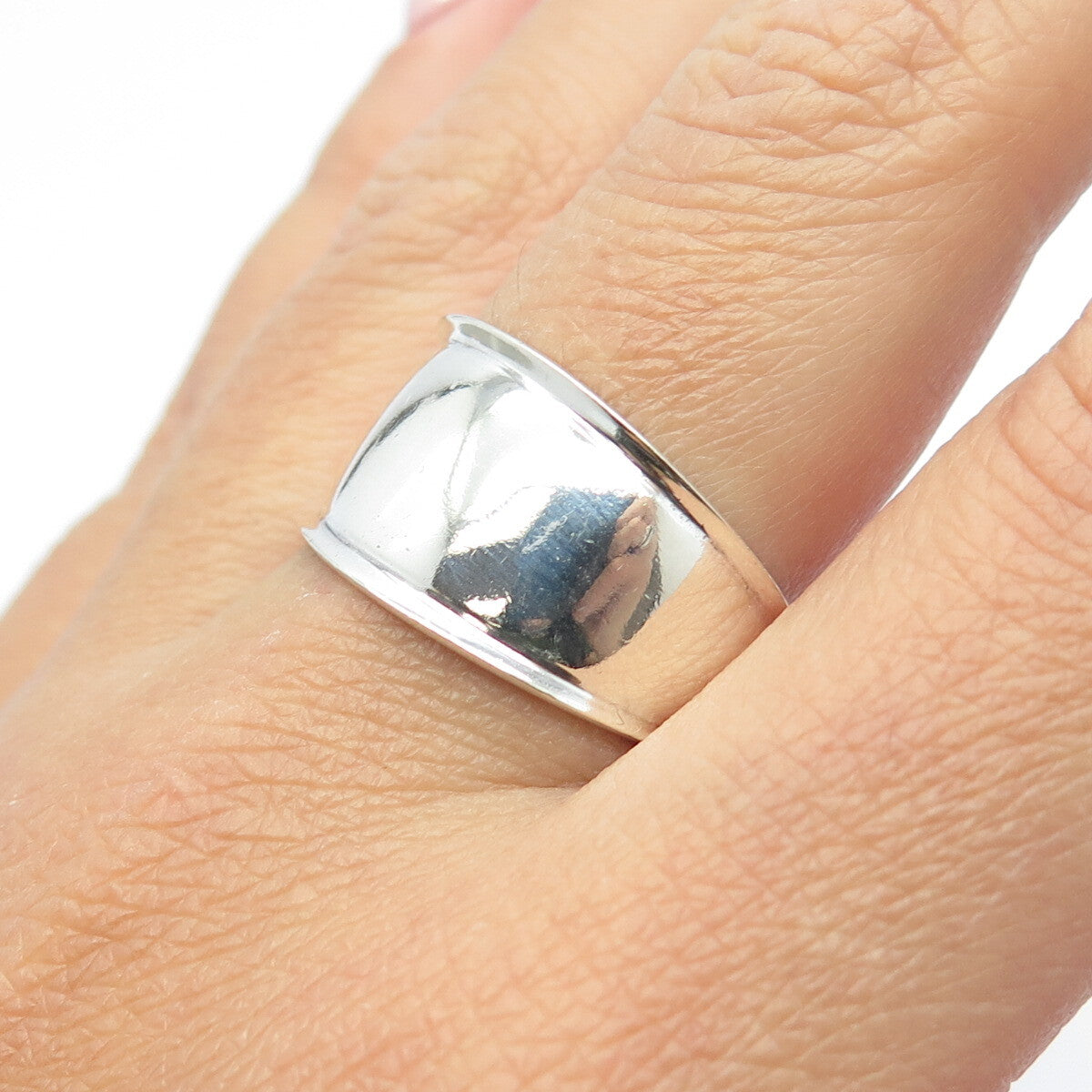925 Sterling Silver Vintage Modernist Ring Size 9.75