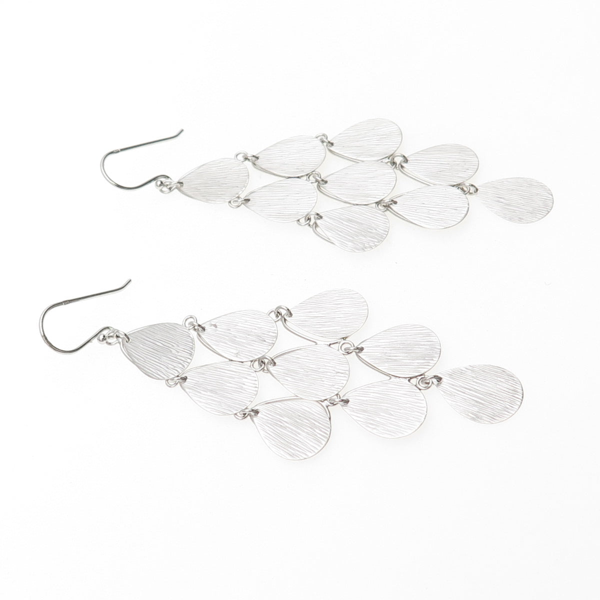 925 Sterling Silver Textured Boho Petal Dangle Earrings