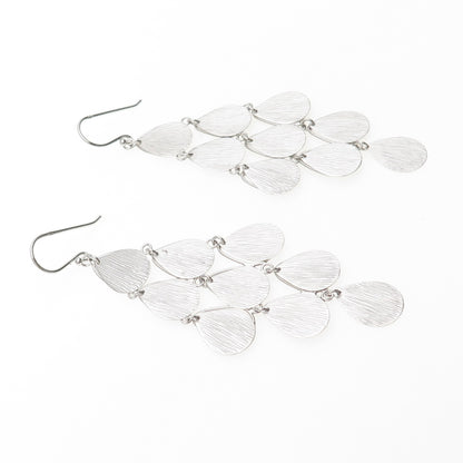925 Sterling Silver Textured Boho Petal Dangle Earrings