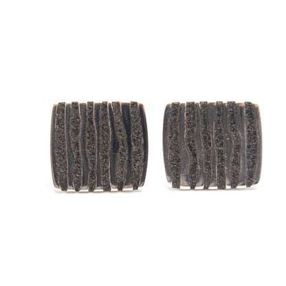 925 Sterling Silver Vintage Striped Square Cufflinks