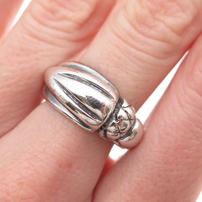925 Sterling Silver Vintage Italy Modernist Oxidized Ring Size 6.75