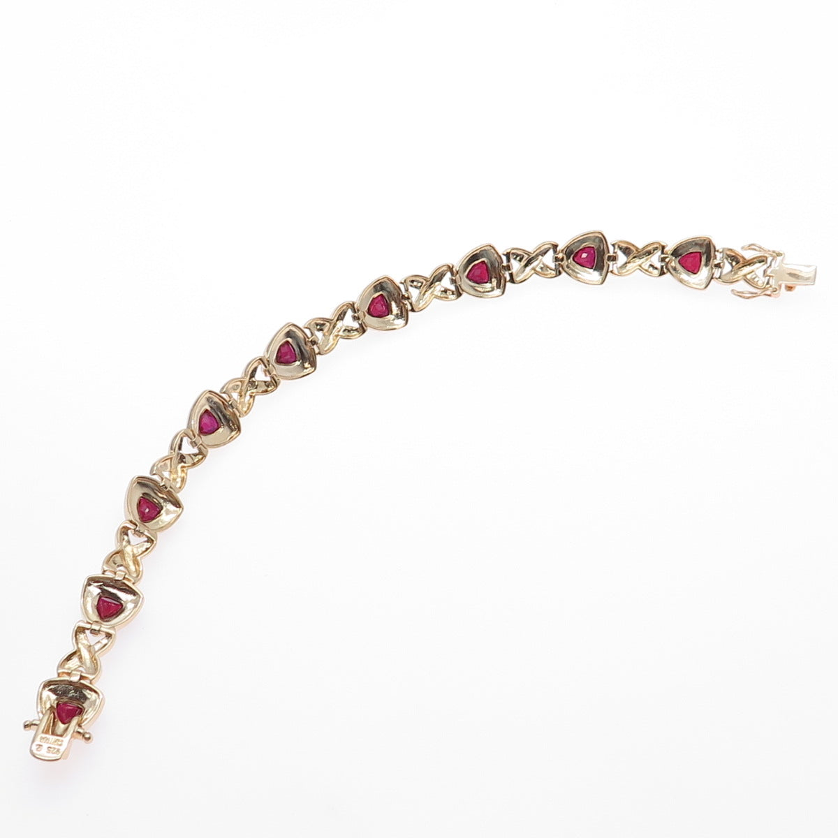 ROSS SIMONS 925 Sterling Gold Plated Lab-Created Ruby Infinity Link Bracelet 8"