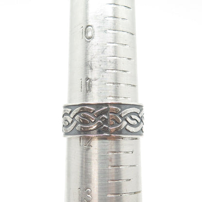 925 Sterling Silver Vintage Mexico Woven Band Ring Size 12
