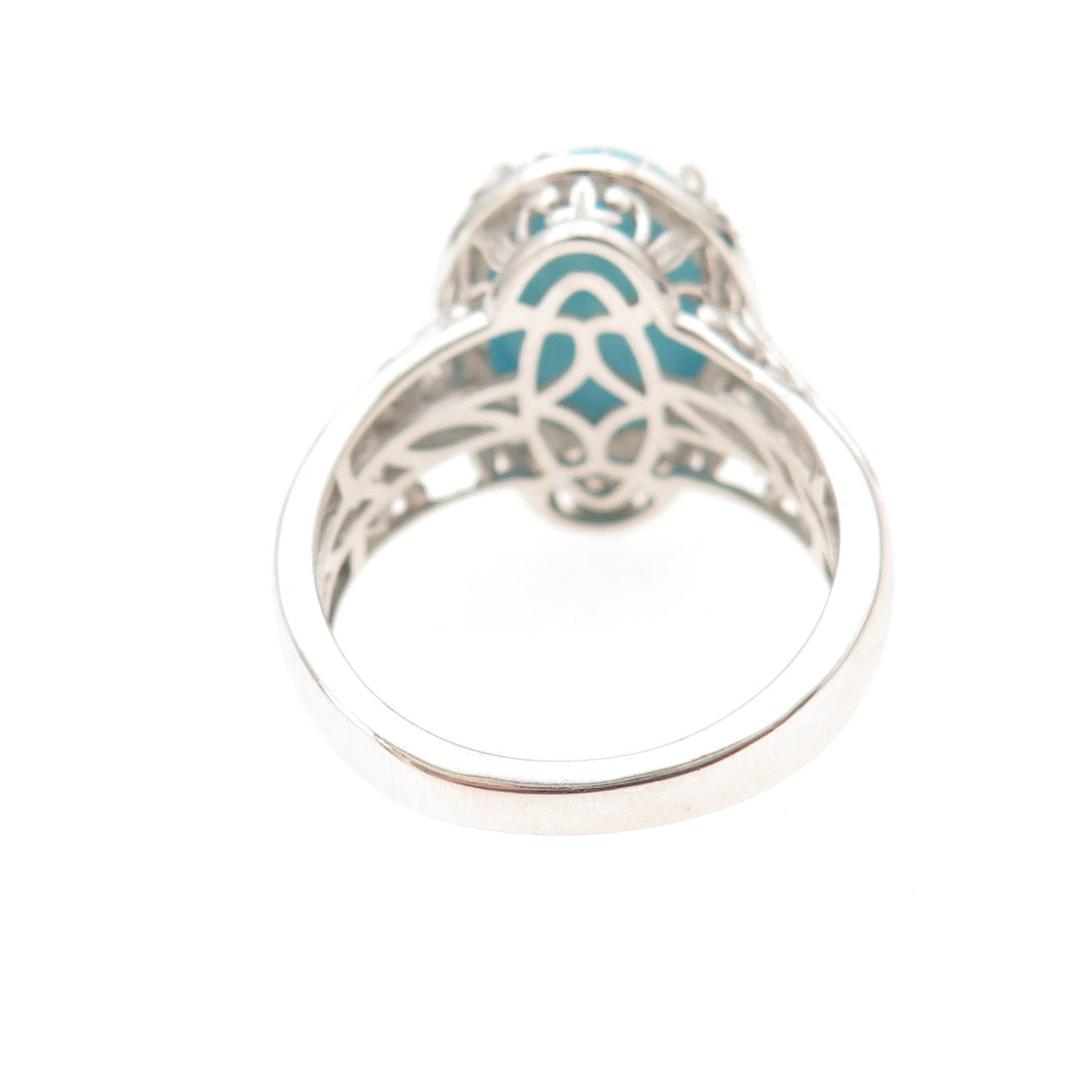 Chuck Clemency 925 Sterling Silver Real Turquoise & White Topaz Ring Size 8.25