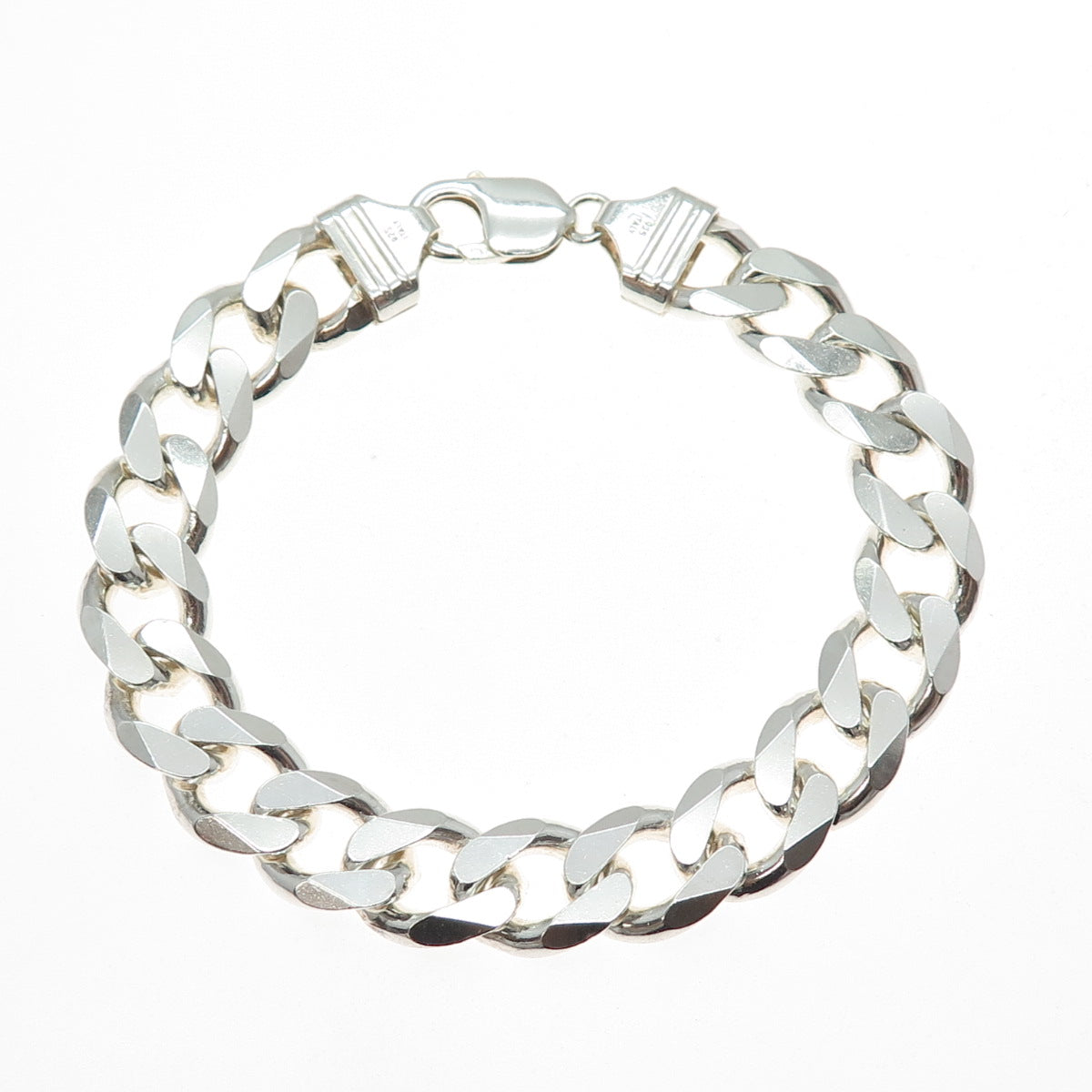 925 Sterling Silver Vintage Italy Curb Link Heavy 62.5g Bracelet 8.75"