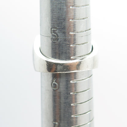 925 Sterling Silver Vintage Ribbed Modernist Ring Size 5.75