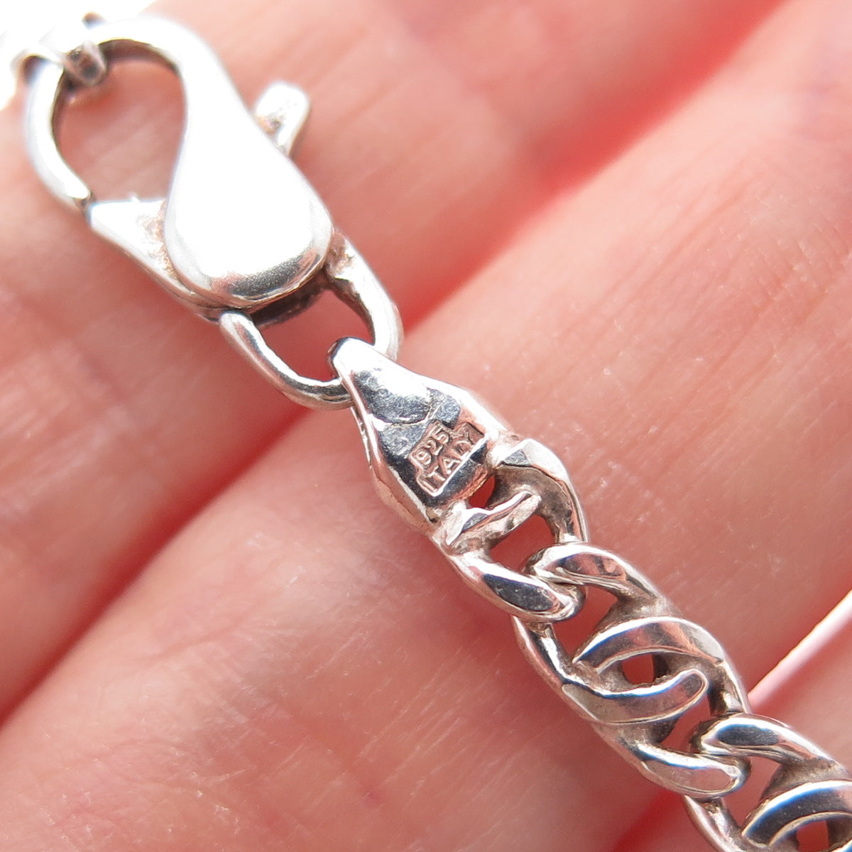 925 Sterling Silver Vintage Italy Celtic Anchor Chain Necklace 20"