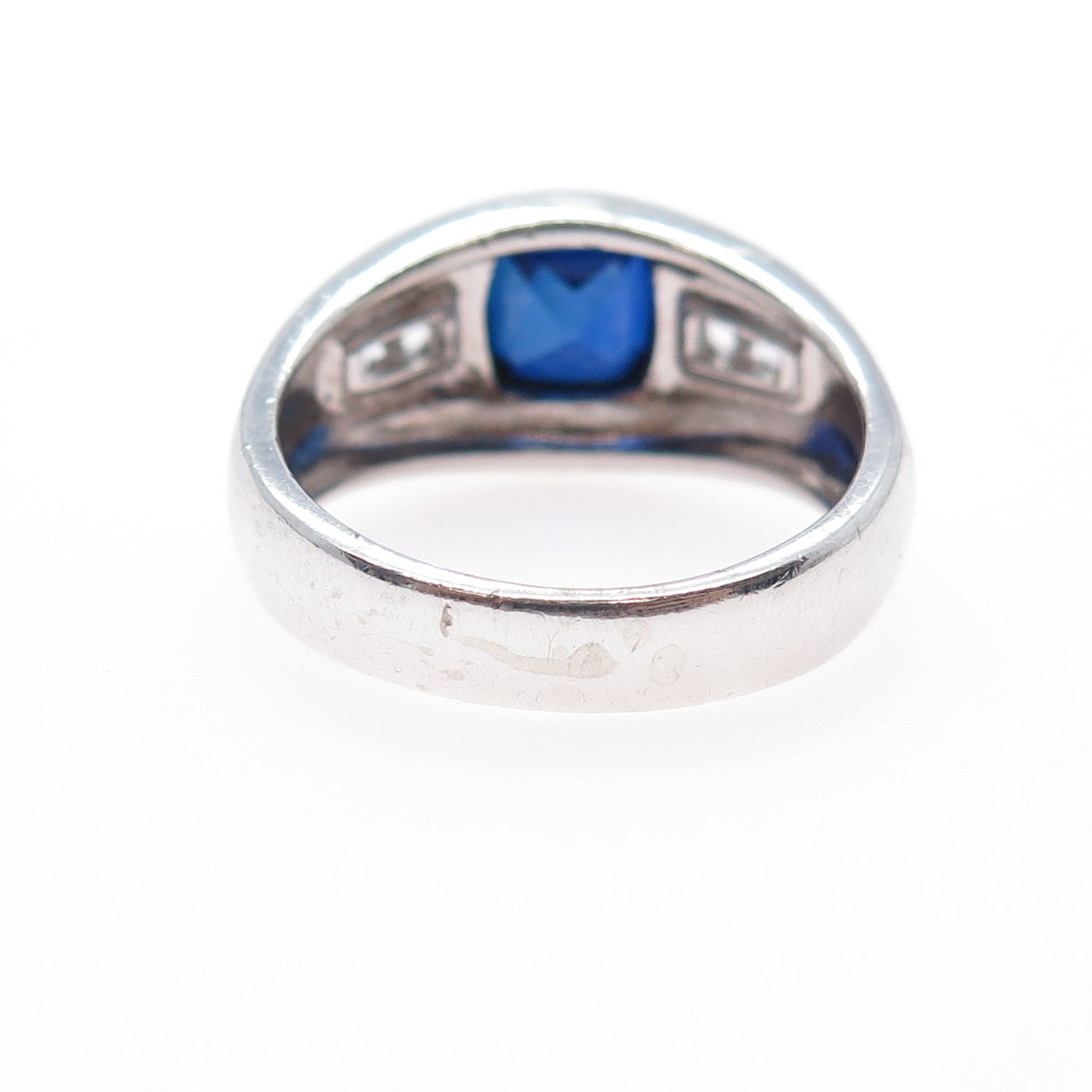 JH YOUNG 925 Sterling Silver Lab-Created Sapphire Real White Topaz Ring Size 11