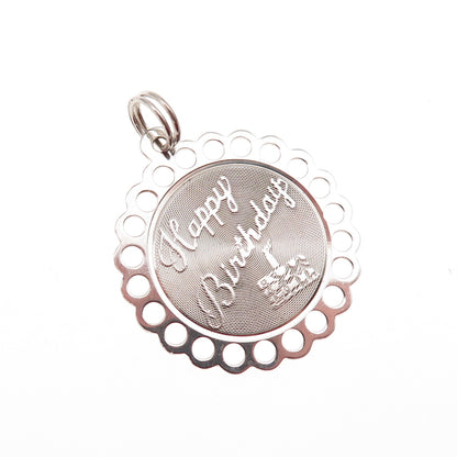 Town & Country 925 Sterling Silver Vintage Happy Birthday Charm Pendant