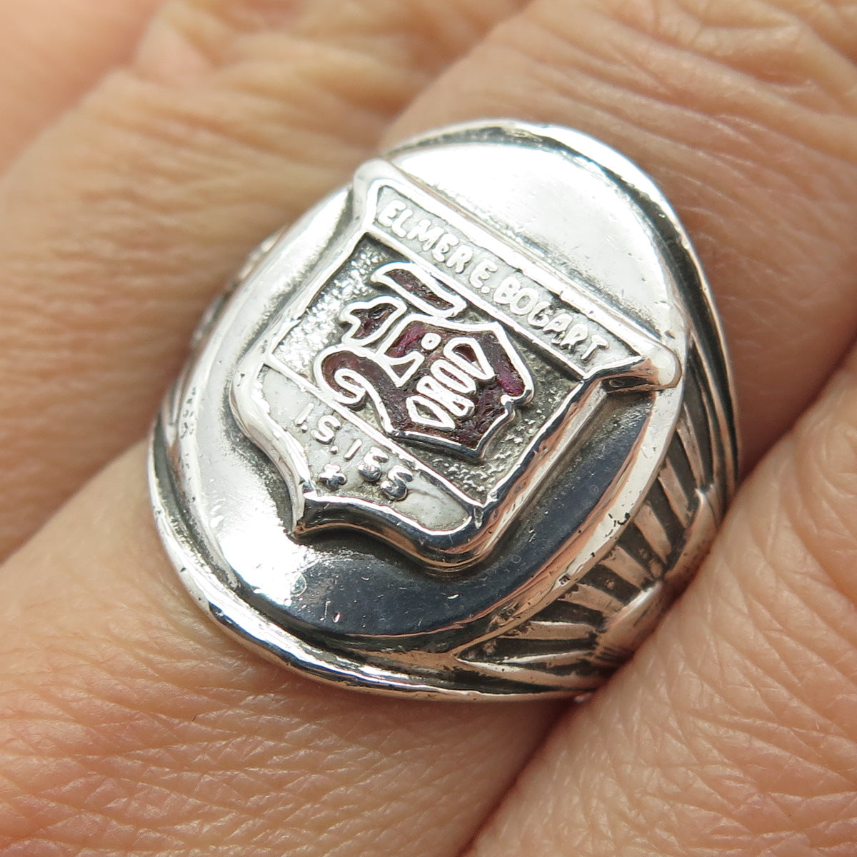 REED&CO Sterling Vintage 1971 Elmer E Bogart IS 155 Public Group Ring Size 7.25