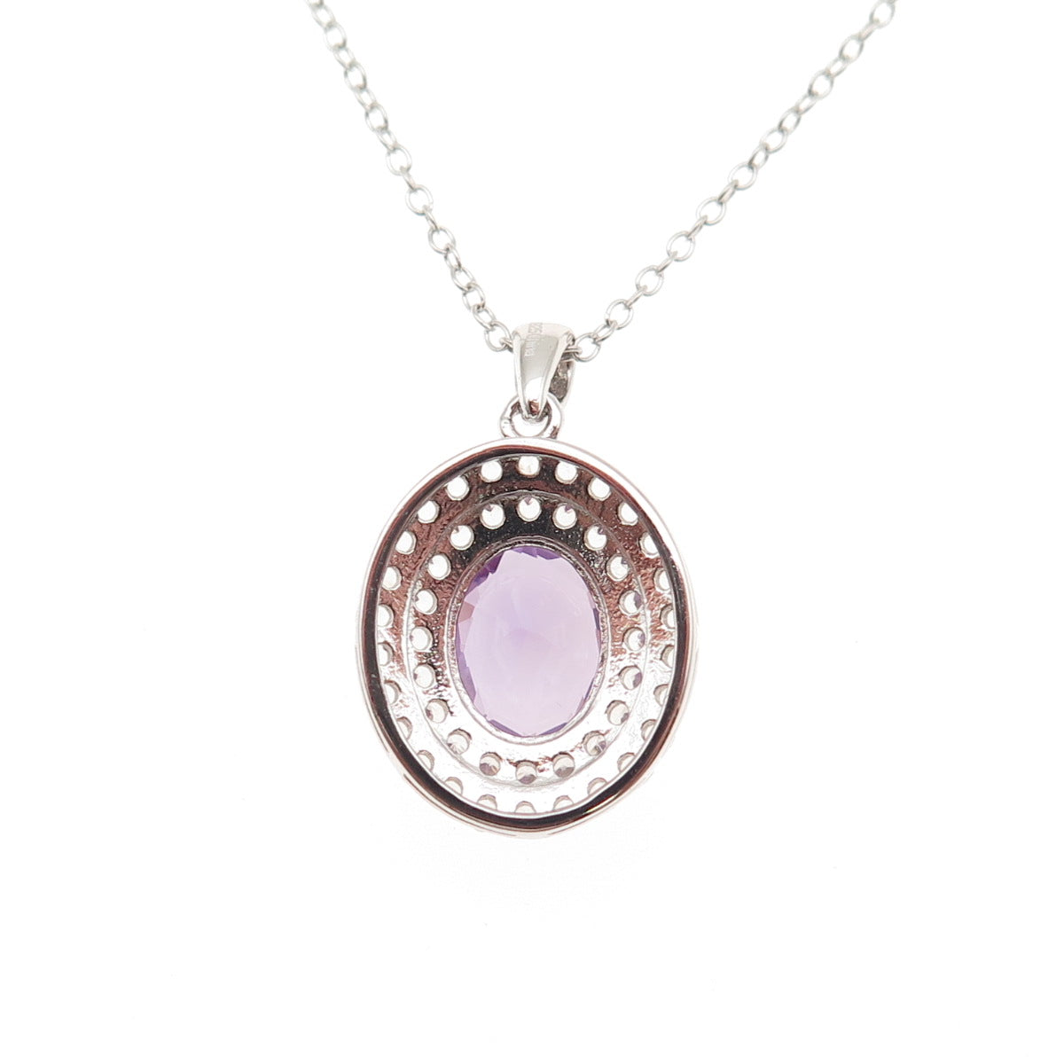 925 Sterling Silver Real White Topaz & Lab-Created Peacock Sapphire Necklace 18"
