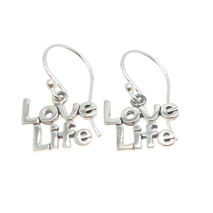 925 Sterling Silver "LOVE LIFE" Dangling Earrings