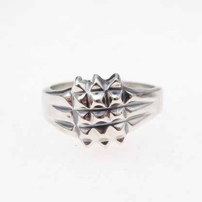 925 Sterling Silver Vintage Mexico Modernist Peak Oxidized Ring Size 7.5
