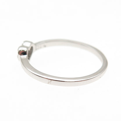 925 Sterling Silver Round-Cut C Z Heart Ring Size 7