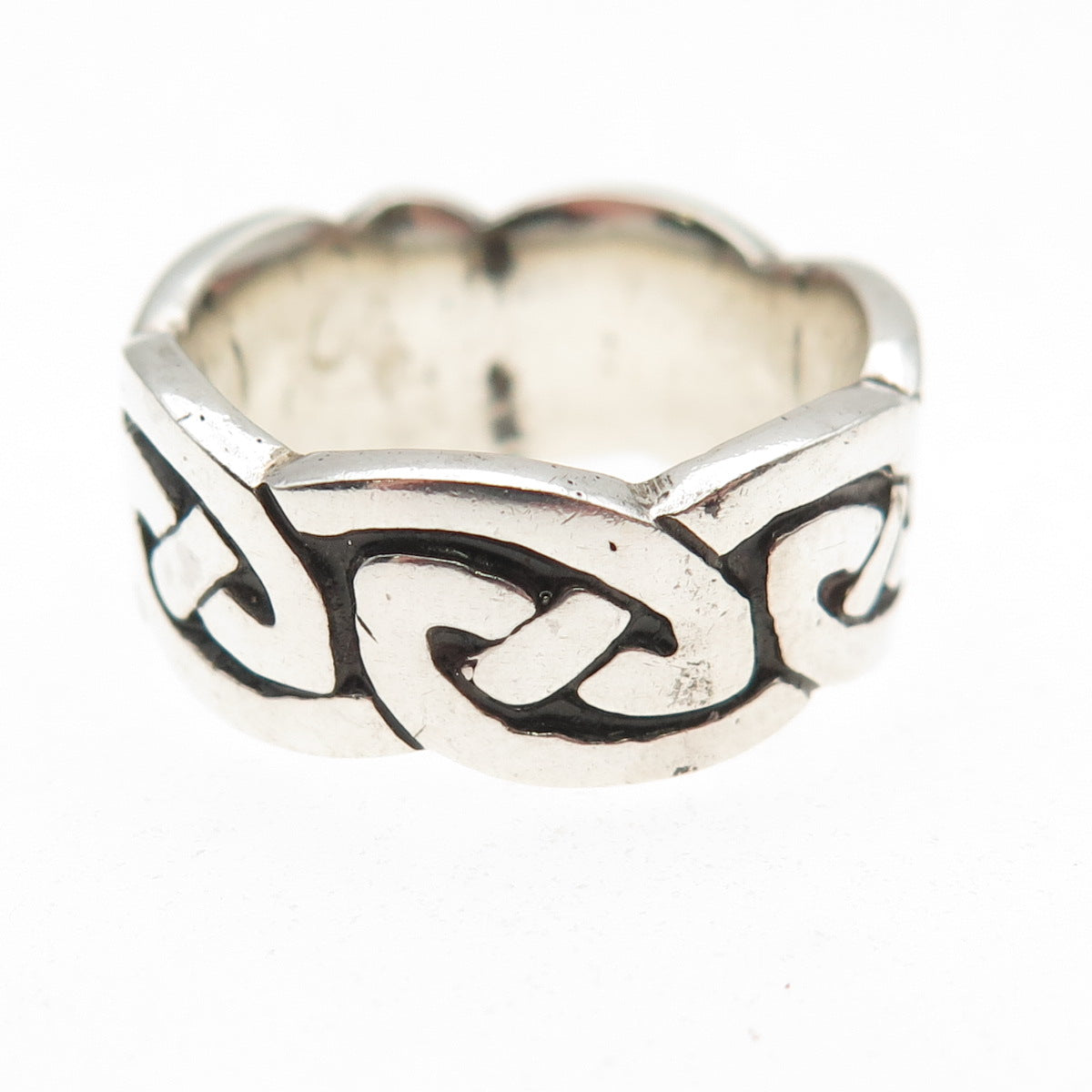925 Sterling Silver Vintage Celtic Knot Oxidized Band Ring Size 8.5
