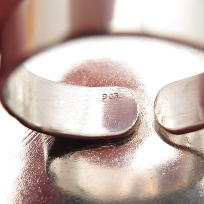 925 Sterling Vintage Pink Rainbow Moonstone Adjustable Statement Ring Size 6