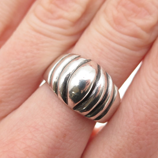 925 Sterling Silver Vintage Mexico Modernist Oxidized Ring Size 6.75