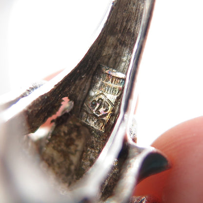 INDUSTRIA PERUANA 925 Sterling Silver Vintage Enamel Modernist Ring Size 7.25