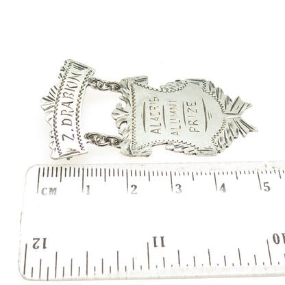 925 Sterling Silver Antique Art Deco "Alacris Alumni Prize" Medal Pin Brooch