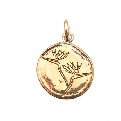 DAISY 925 Sterling Gold Plated Vintage London Bird of Paradise Charm Pendant