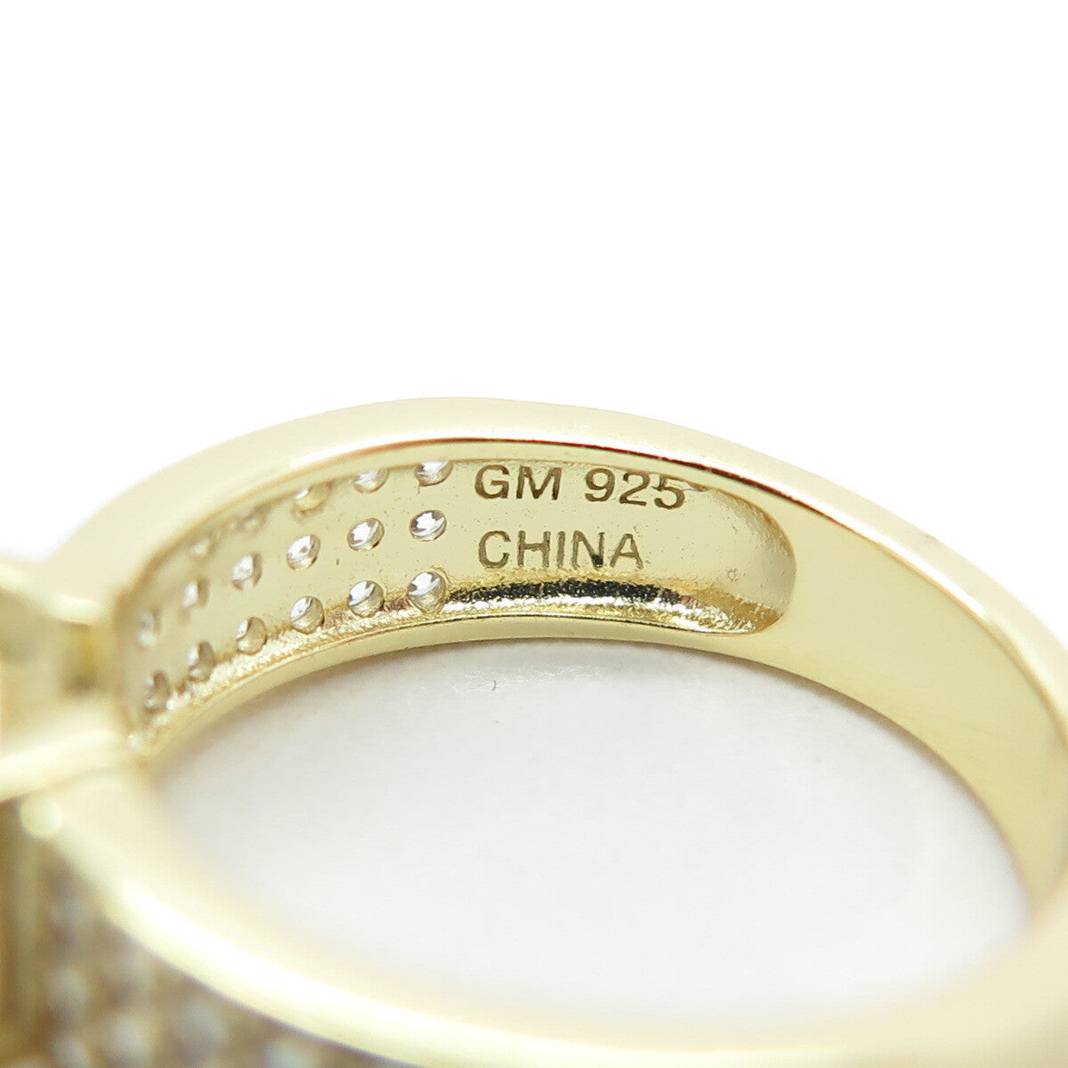 925 Sterling Silver Gold Plated Round-Cut C Z Engagement Ring Size 5.25